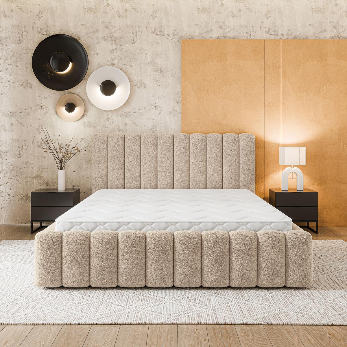 POLSTERBETT DINESE Q 200x200 cm mit Bettkästen - Beige - Beige, Holz (200/200cm) - MASSENO