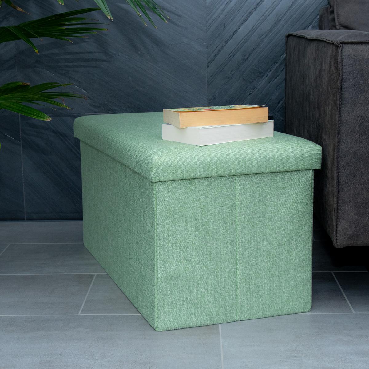 SITZBANK Faltbar in Leinen Optik 78/38/38 cm (Grün) - Grün, Textil (78/38/38cm) - Intirilife