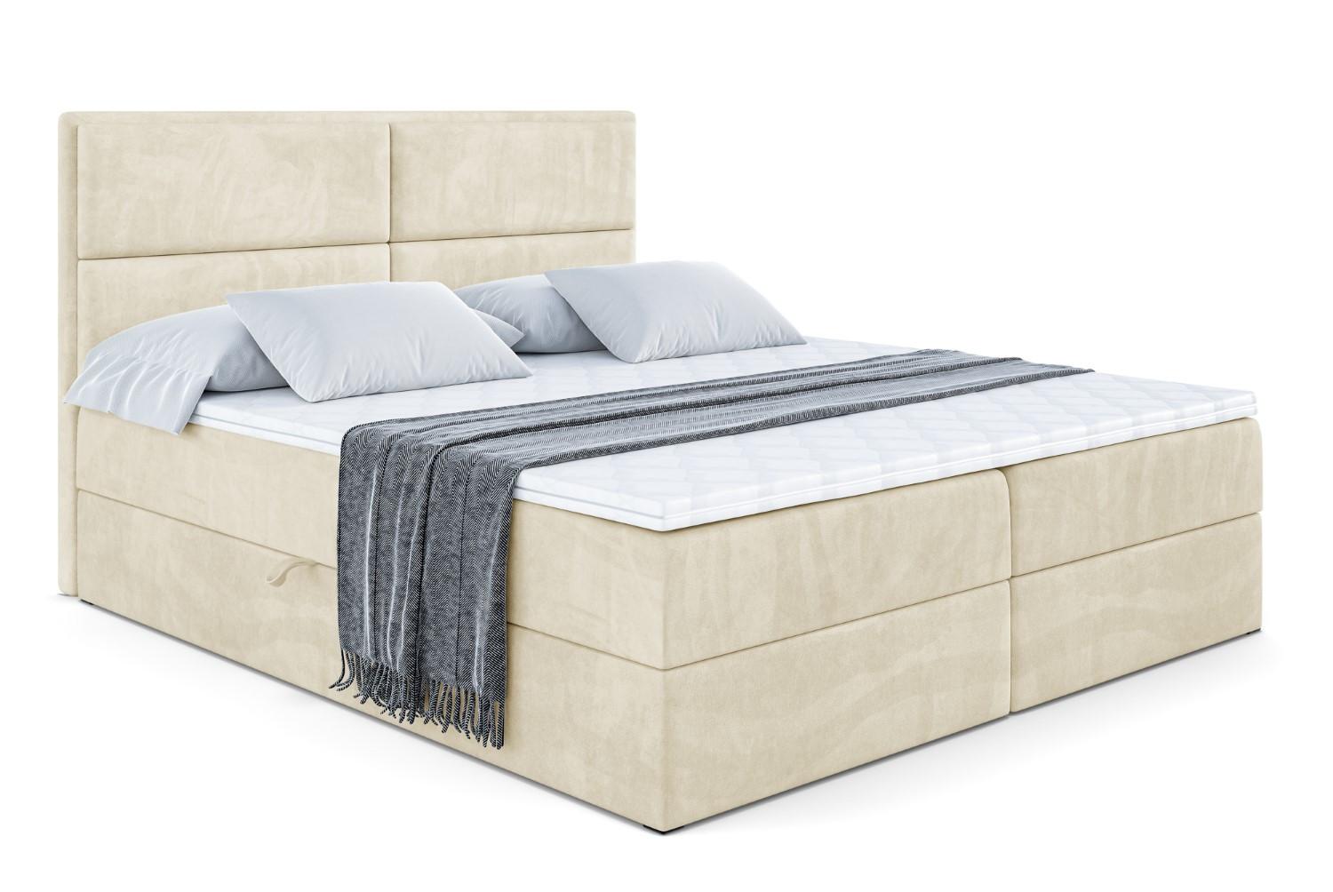 BOXBETT mit Matratze H4 und Lattenrost - AURA - 140x200 - H4 - Beige - Beige, Holzwerkstoff (140/200cm) - ALTDECOR