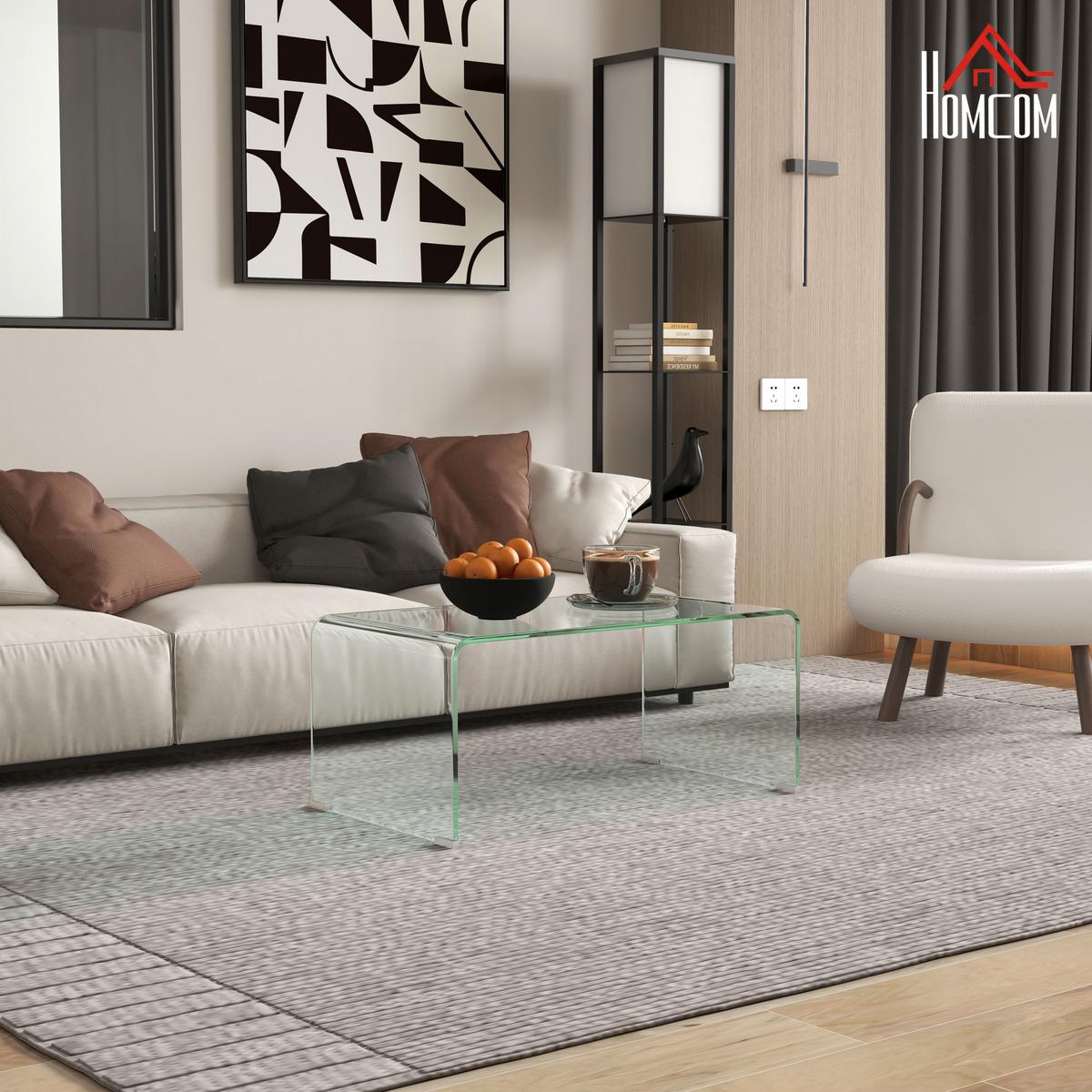COUCHTISCH Beistelltisch aus gehärtetem Glas Moderner Kaffeetisch Transparent - Transparent, Glas (80/45/35cm) - HOMCOM