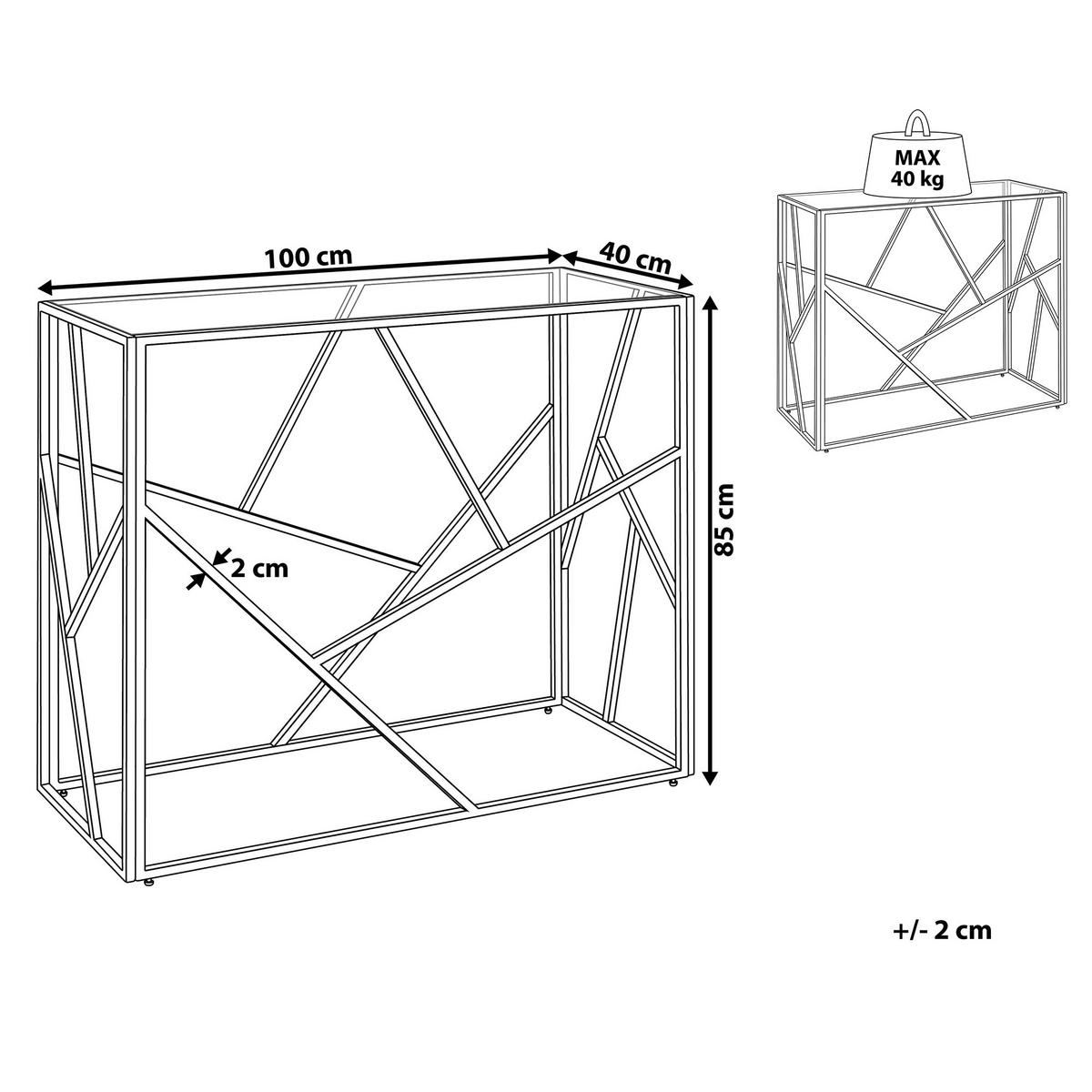 KONSOLENTISCH Glas silber Orland - Transparent/Silberfarben, Glas (40/100/85cm) - Beliani