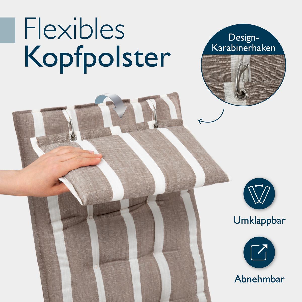 HOCHLEHNER Sun-HL 119x50x8cm Beige-Weiß-Gestreift (2tlg) - Beige, Textil (50/120cm) - Beautissu 