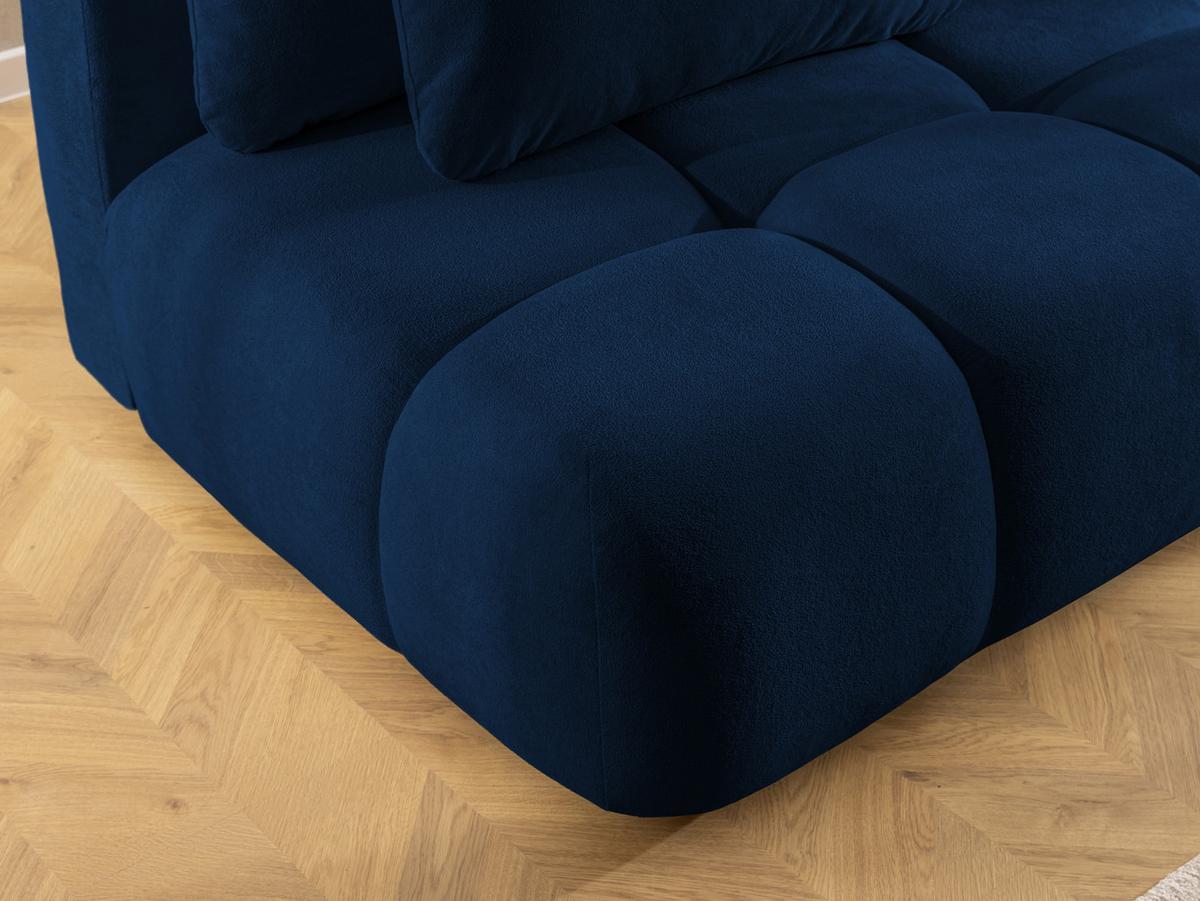 SCHLAFSOFA Belluno aus hochwertigem Marineblau Plüschstoff mit Bettkasten und tiefen Steppungen in Bubble-Optik - Blau/Schwarz, Holz/Kunststoff (205/87/105cm) - S-Style