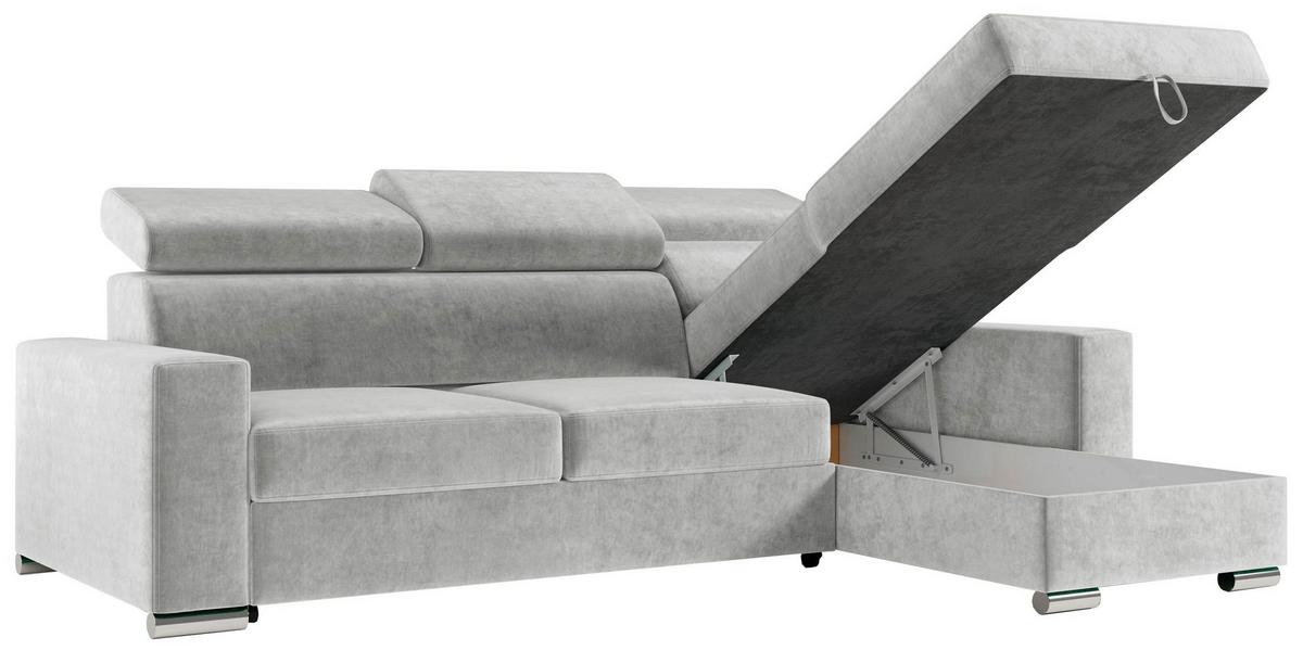ECKSOFA FOX-L Hellgrau - Silberfarben/Hellgrau, Kunststoff/Textil (242/168cm) - MKS