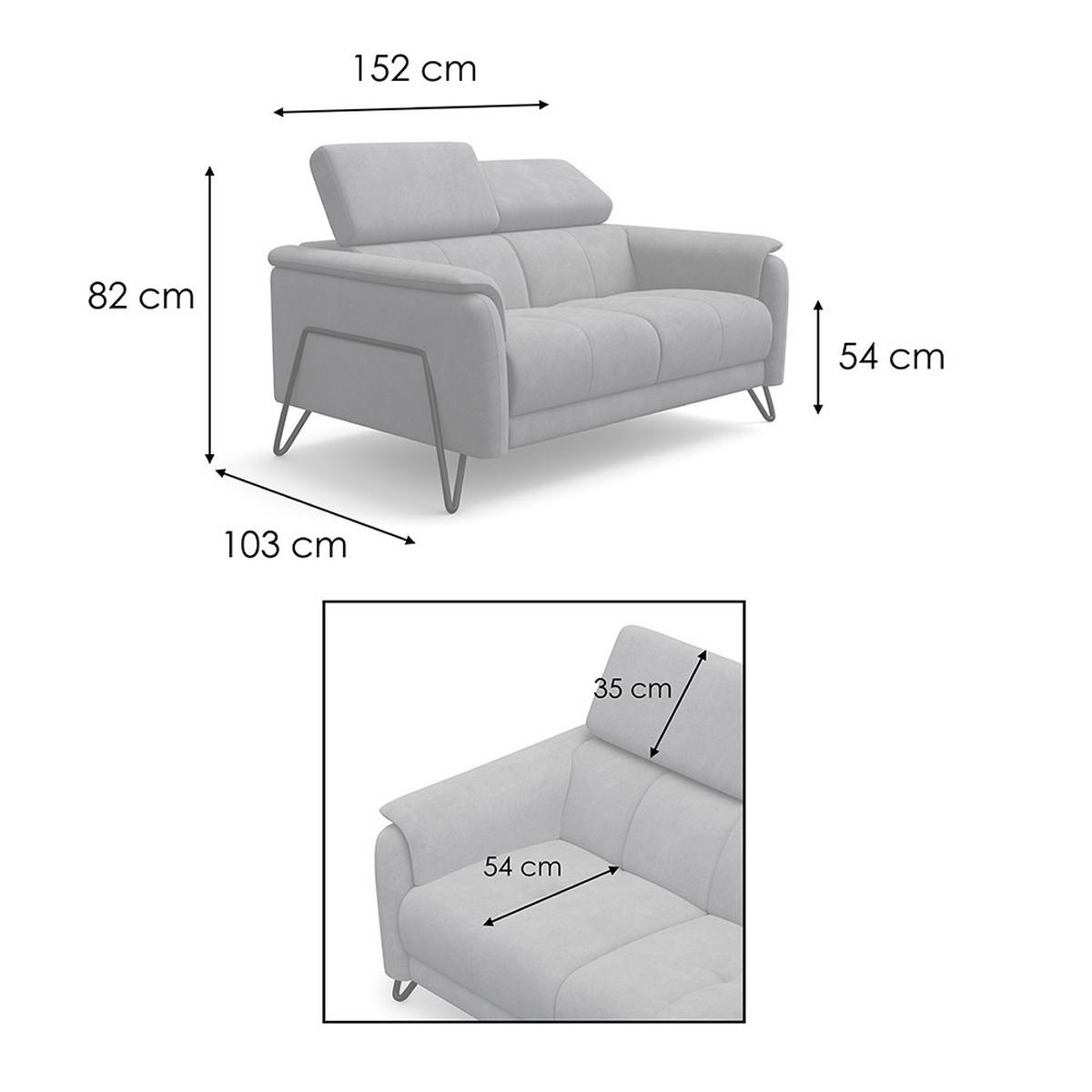 SOFA RODEN 2-Sitzer, hellgrau, Veloursstoff - Hellgrau, Holz/Textil (152/82/103cm) - Wozimo