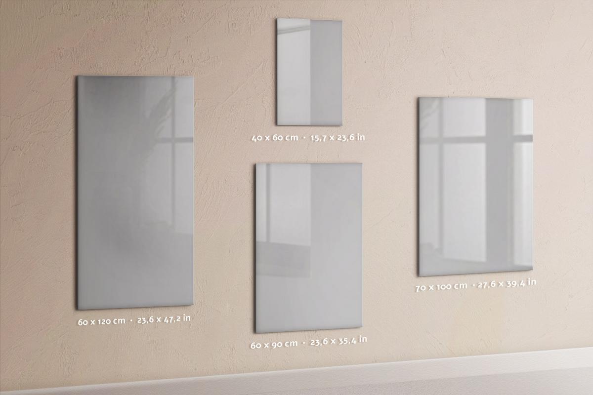 MAGNETTAFEL 60x90 Hellgrau schwarzer Marker - Hellgrau, Glas (60/0.4/90cm) - TULUP