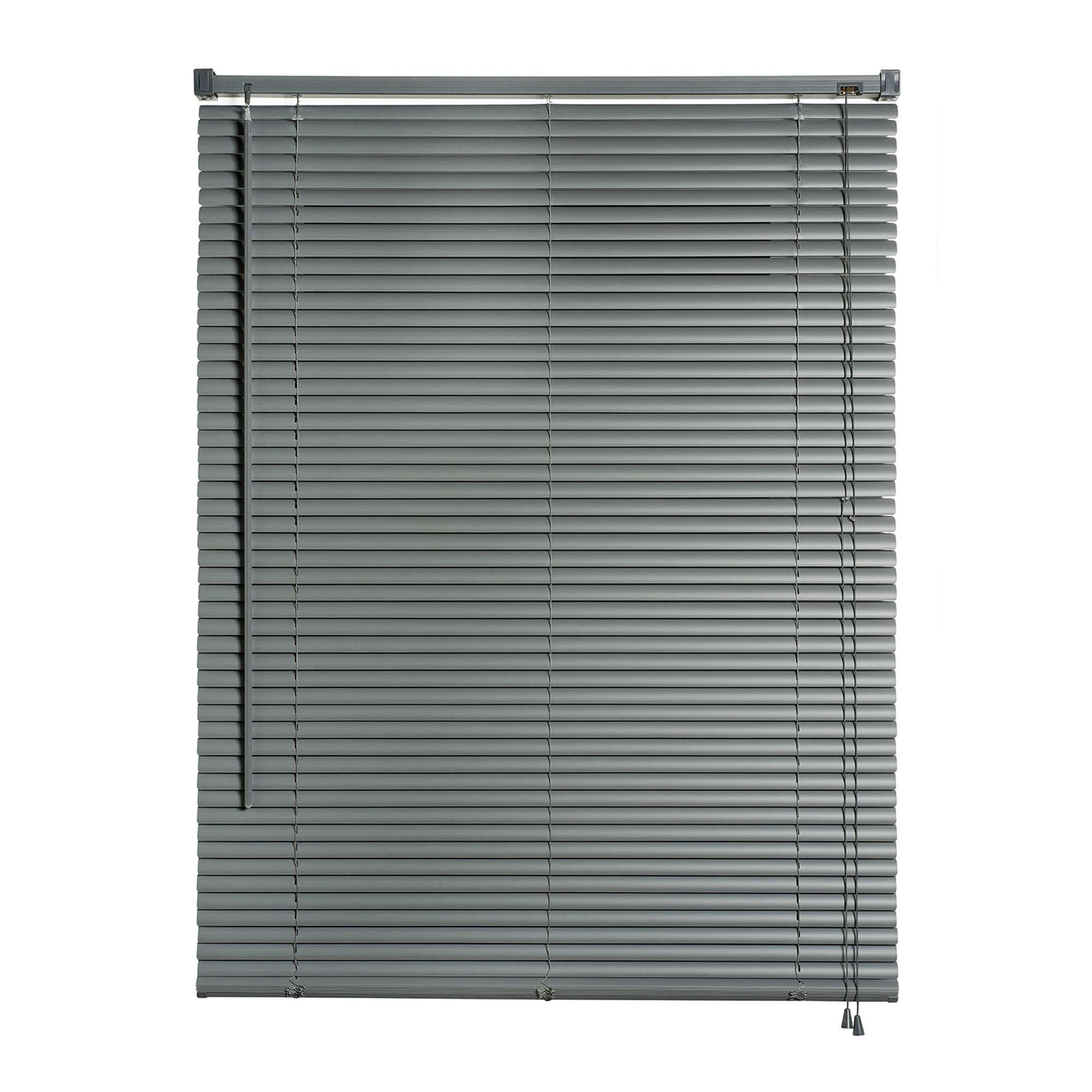 JALOUSIEN vinyl venetianische mit Grau Zugschnur 120x160 - Grau, Kunststoff (120cm) - STORESDECO