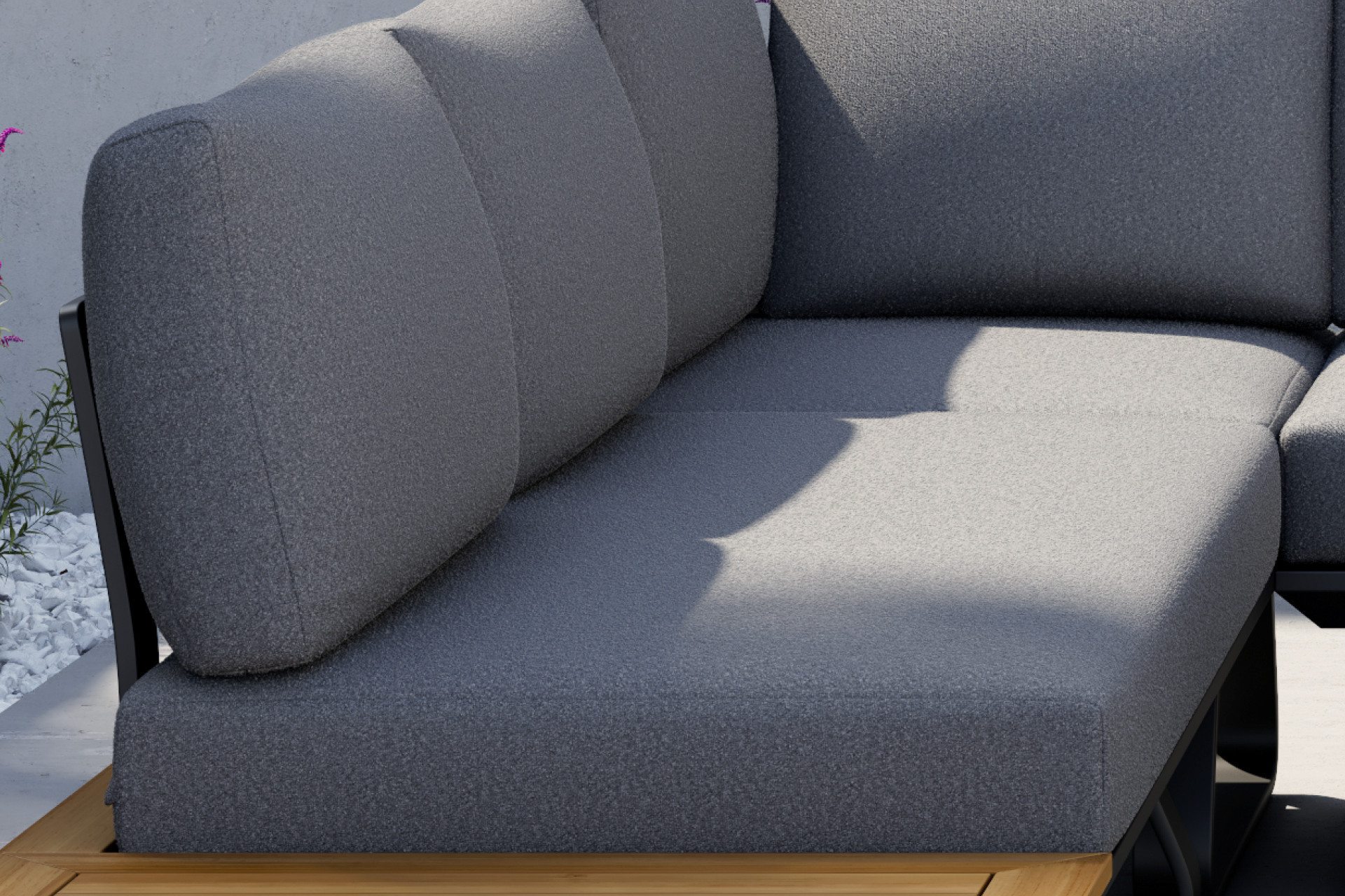 Loungegarnitur Dunkelgrau Bezug Olefin imprägniert abnehmbar und waschbar