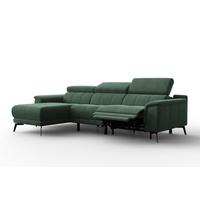 ECKSOFA FIERO 4-Sitzer LINKS, Grüner Veloursstoff - Schwarz/Grün, Holz/Textil (288/170cm) - Courtois Laville