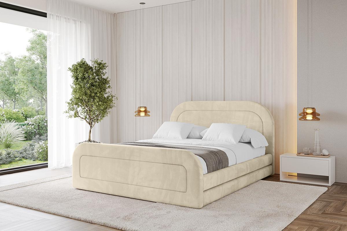POLSTERBETT mit Bettkasten, Fußteil und Lattenrost, Boxbett ohne Matratze - LERIS-Z 180x200 Beige - Ecru, Holzwerkstoff/Textil (180/200cm) - ALTDECOR