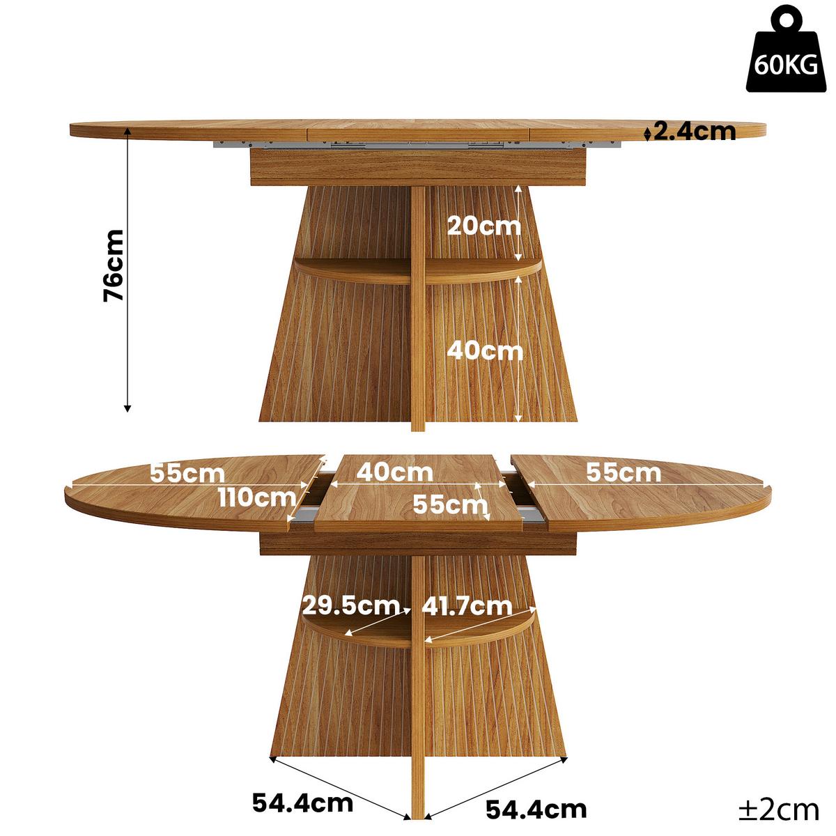 ESSTISCH Ausziehbar Dunkelbraun mit Ablagefach & Runden Ecken - Dunkelbraun, Holzwerkstoff (110/110/76cm) - Urban Meuble