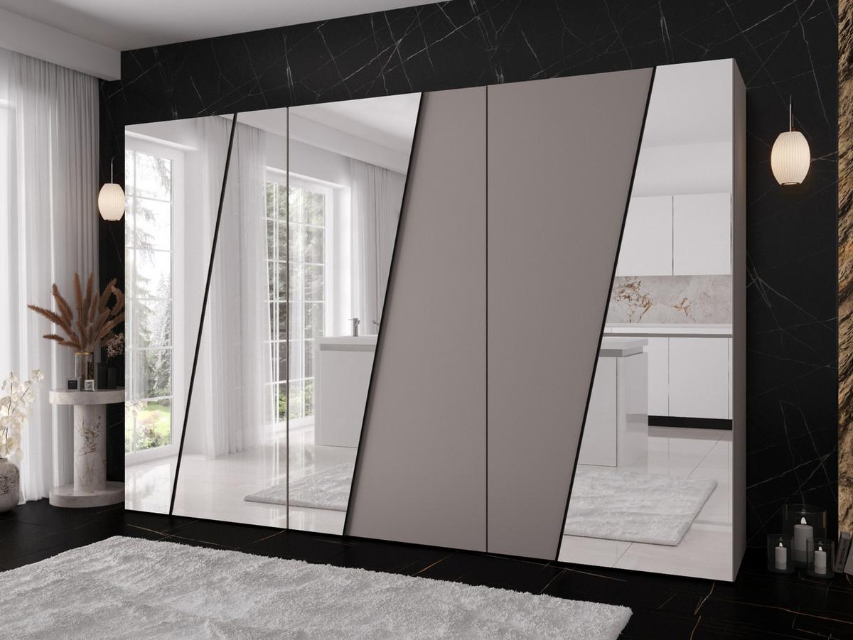DREHTÜRENSCHRANK Zen 4L 300 cm - Kaschmir/Schwarz, Holzwerkstoff/Kunststoff (300/202/50cm) - MIRJAN24