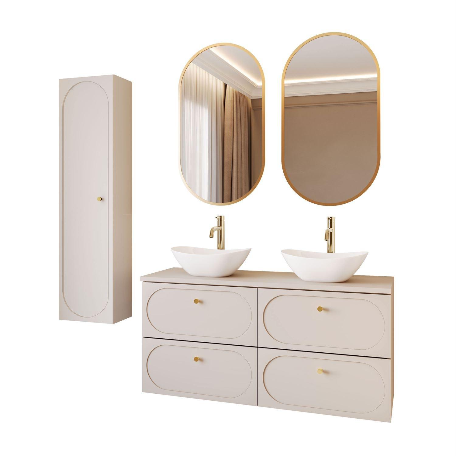 BADEZIMMERSCHRANK IVORY II - Beige, Holzwerkstoff (120/57/46cm) - Lookway