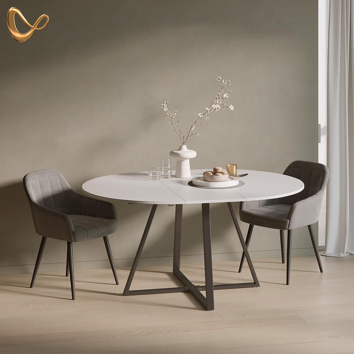 ESSTISCH Firenze Weiß/Schwarz 120 x 120 cm ausziehbar - Schwarz/Weiß, Holzwerkstoff (120/120/75.8cm) - Livinity®