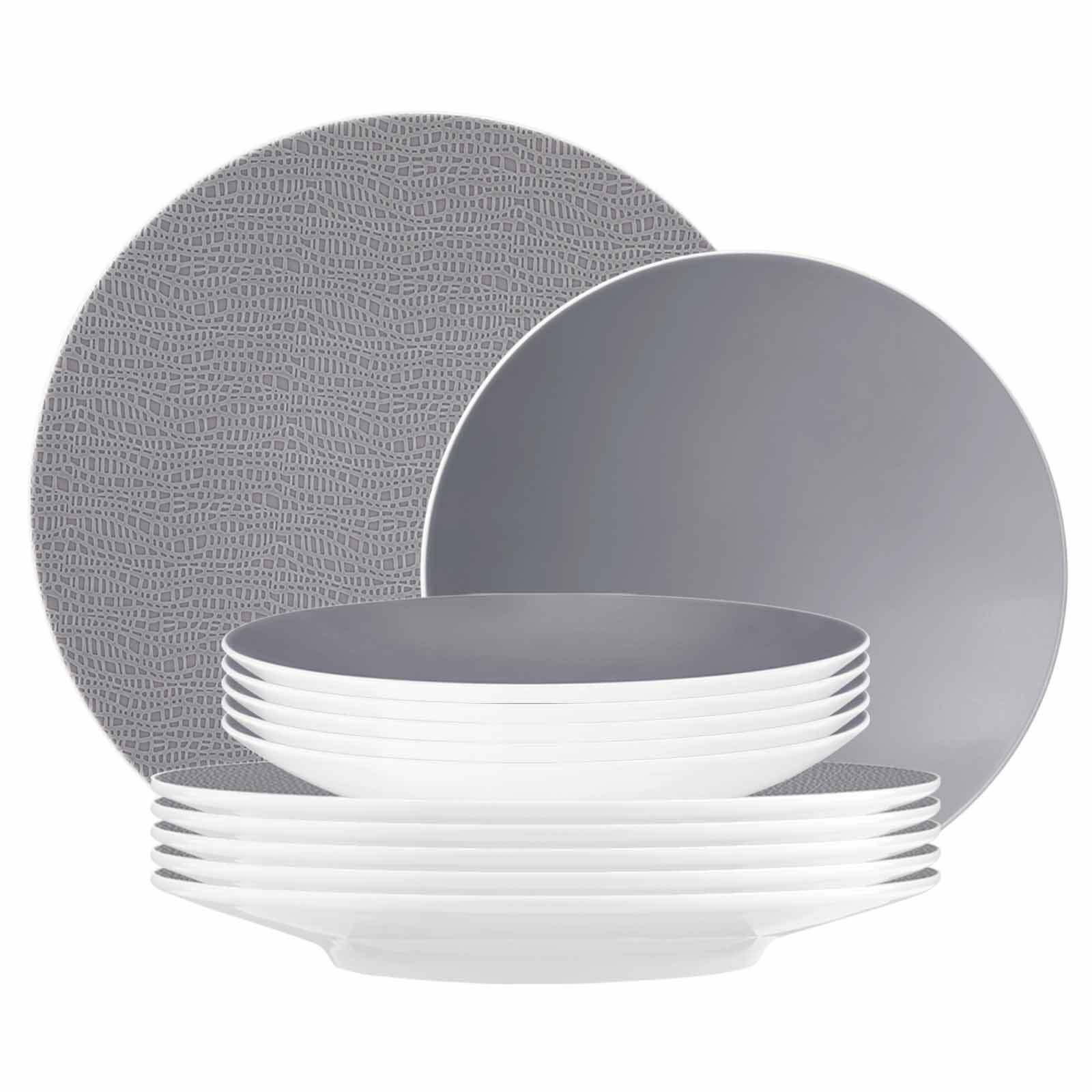 TAFELSERVICE Life Fashion Elegant Grey 12-tlg. - Grau, Keramik (2/2/2cm) - Seltmann Weiden