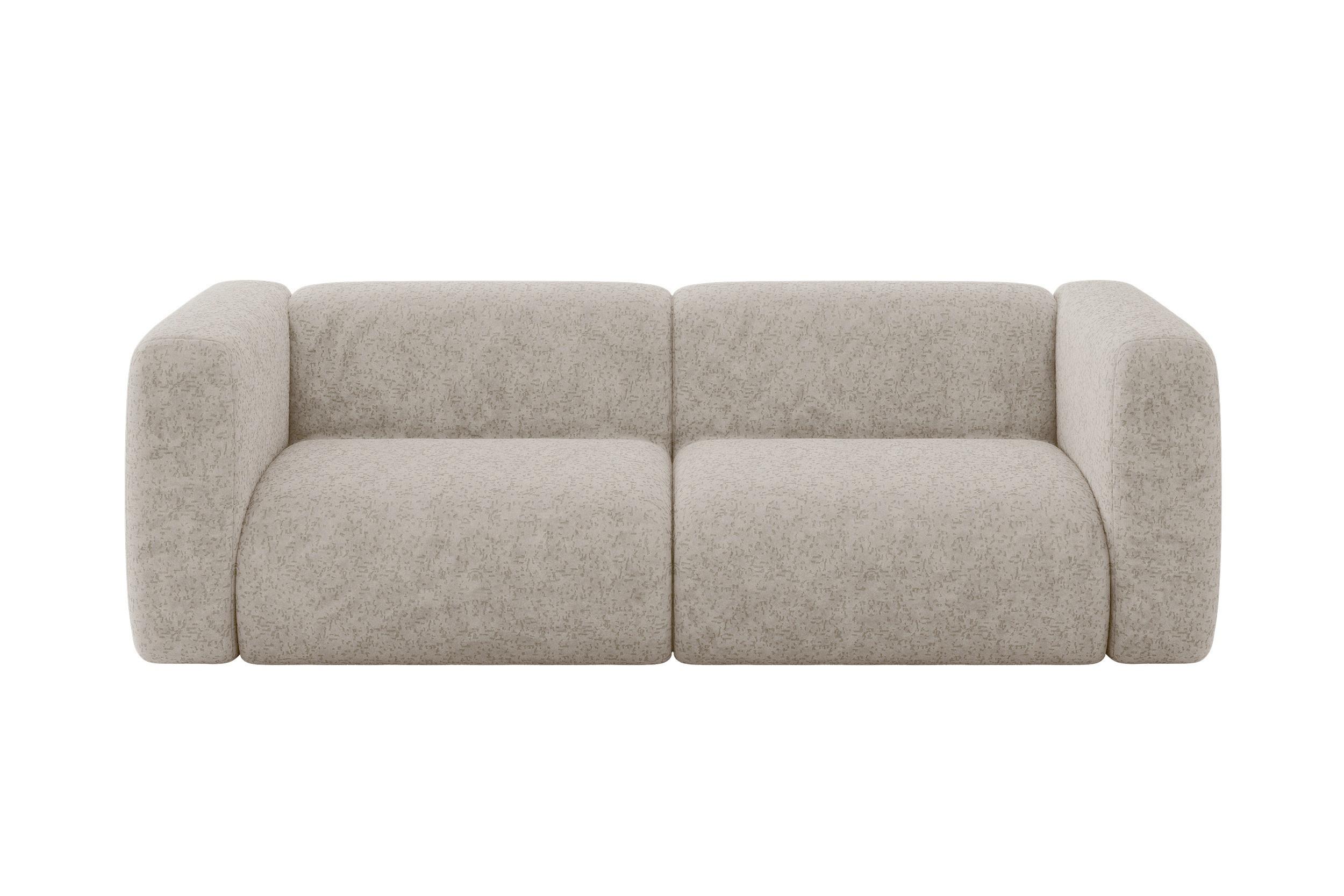 MODULARES Sofa 2-SITZER MIRA-S1 228x89x70 Beige cm Velours - Beige/Schwarz, Holzwerkstoff/Kunststoff (228/70/89cm) - ALTDECOR
