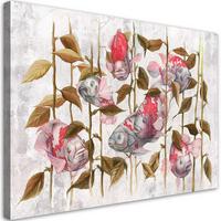 WANDBILD bunte koi karpfen - Pink, Textil (60/40cm) - Feeby