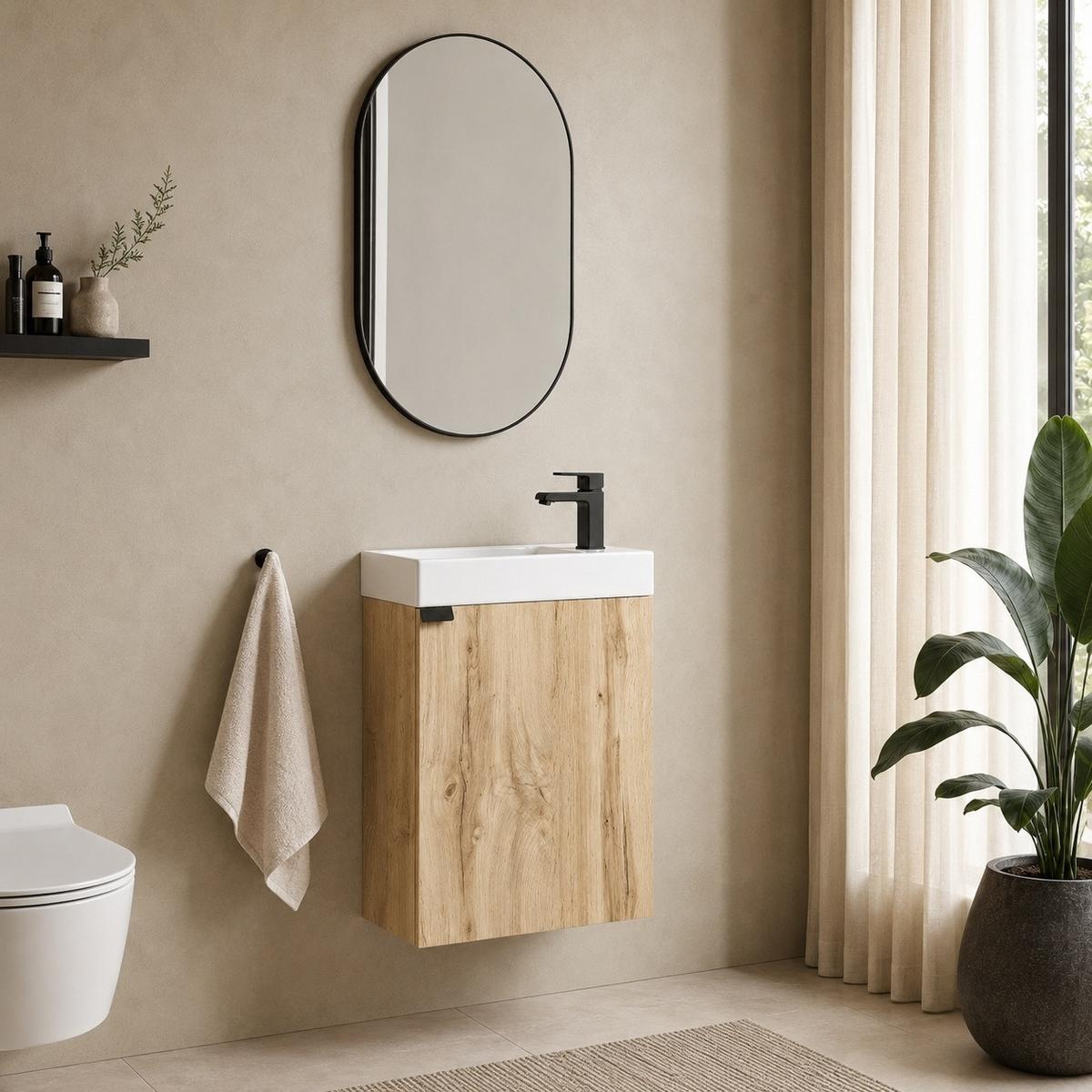 GÄSTE-WC-MÖBELSET Keno 2 Teile Eiche – 50 x 23 x 60cm - Eichefarben, Holz (50/60/23cm) - Badplaats