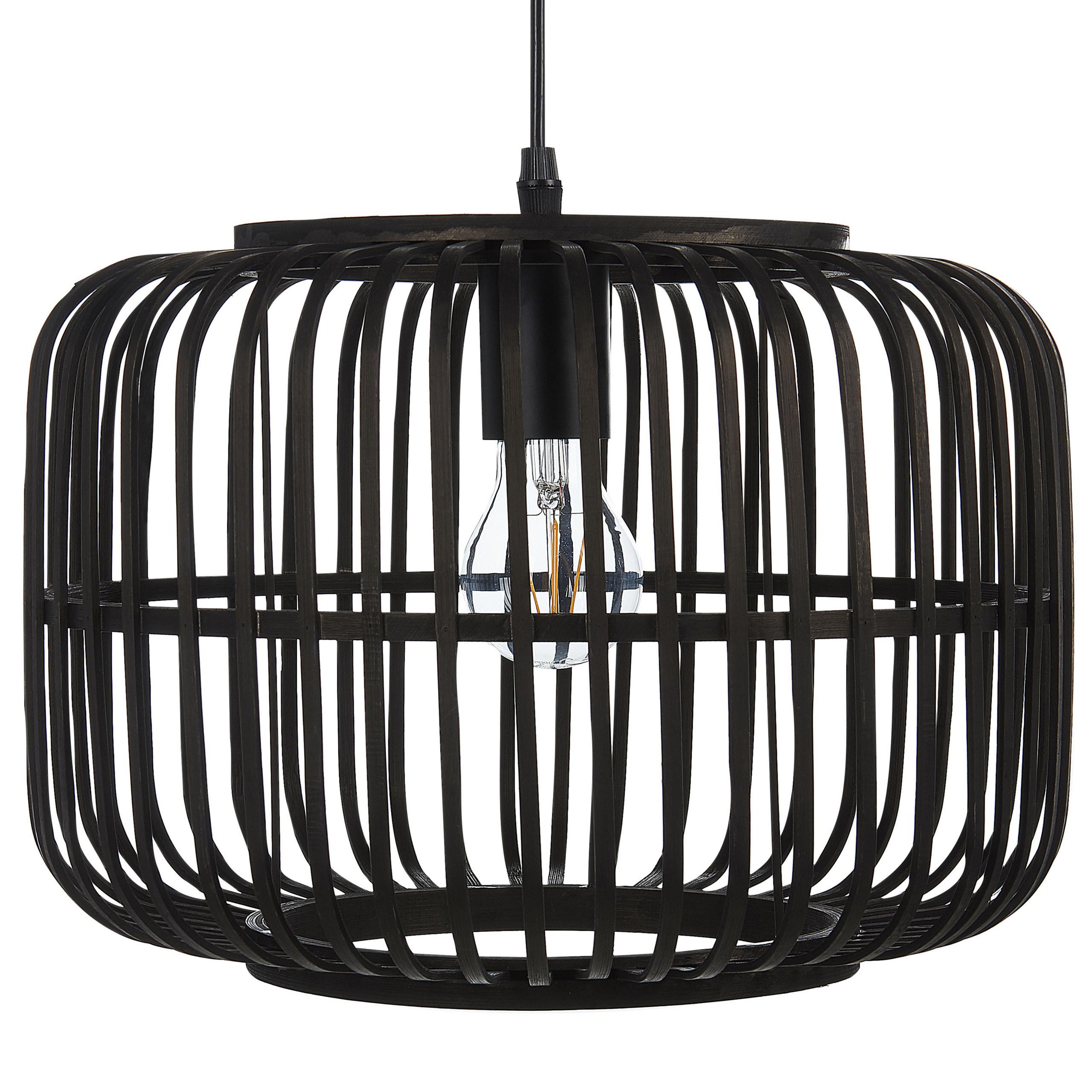 HÄNGELEUCHTE Macheke 32/32/24 cm - Schwarz, Holz (32/32/24cm) - Beliani