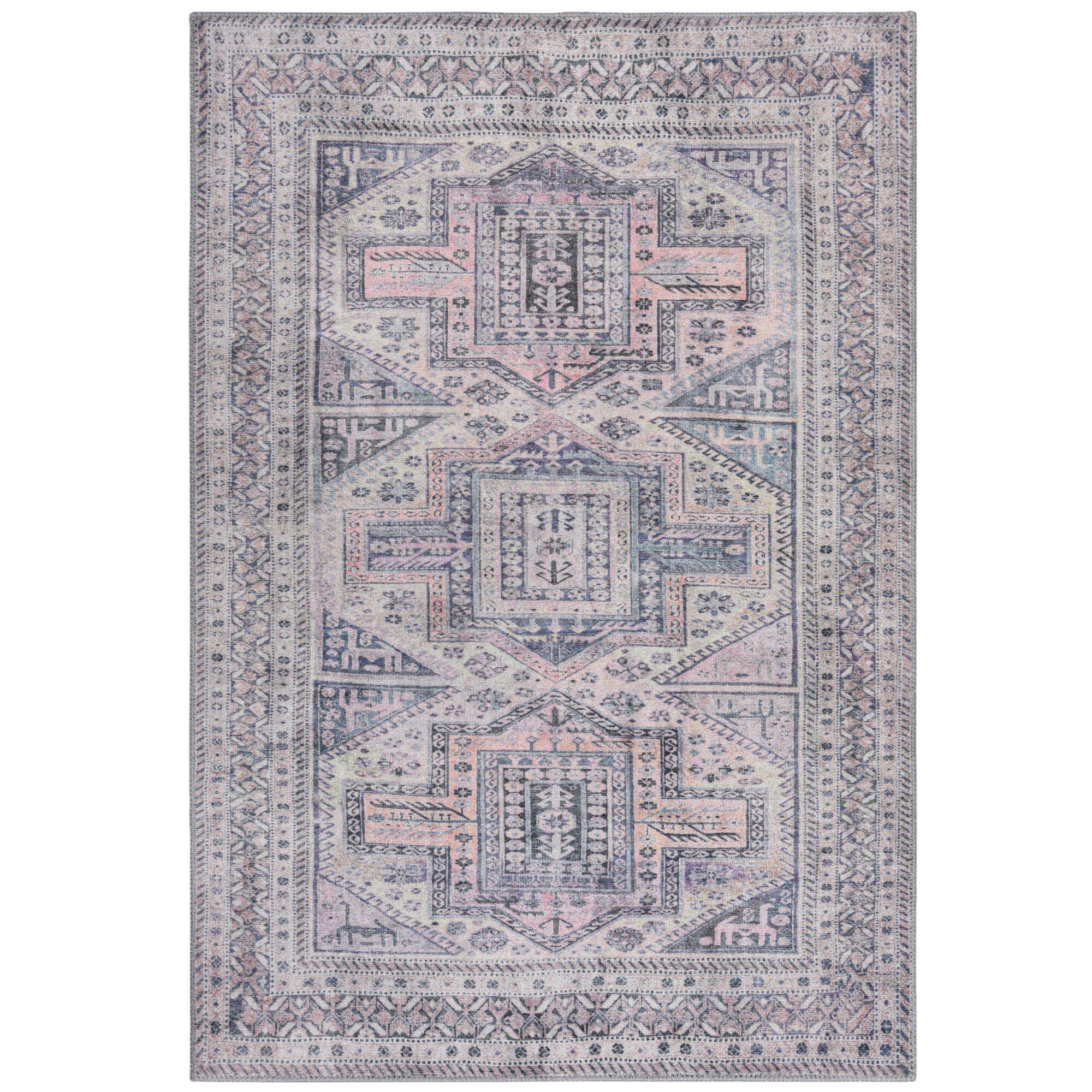 TEPPICH Waschbar HURST, geometrisch, Grau-Rosa, 190 x 290 cm - Grau, Textil (190/290cm) - KADIMA DESIGN
