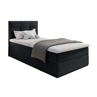BOXBETT GECETENI 80x200 cm mit Bettkasten und Matratze - Schwarz + TOPPER - Schwarz, Holz/Holzwerkstoff (80/200cm) - AX Living