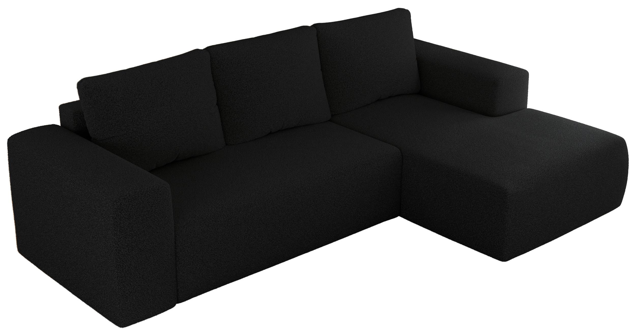 ECKSOFA TRENTINO L Schwarz Boucle - Rechts - Schwarz, Kunststoff/Textil (164/266cm) - MKS
