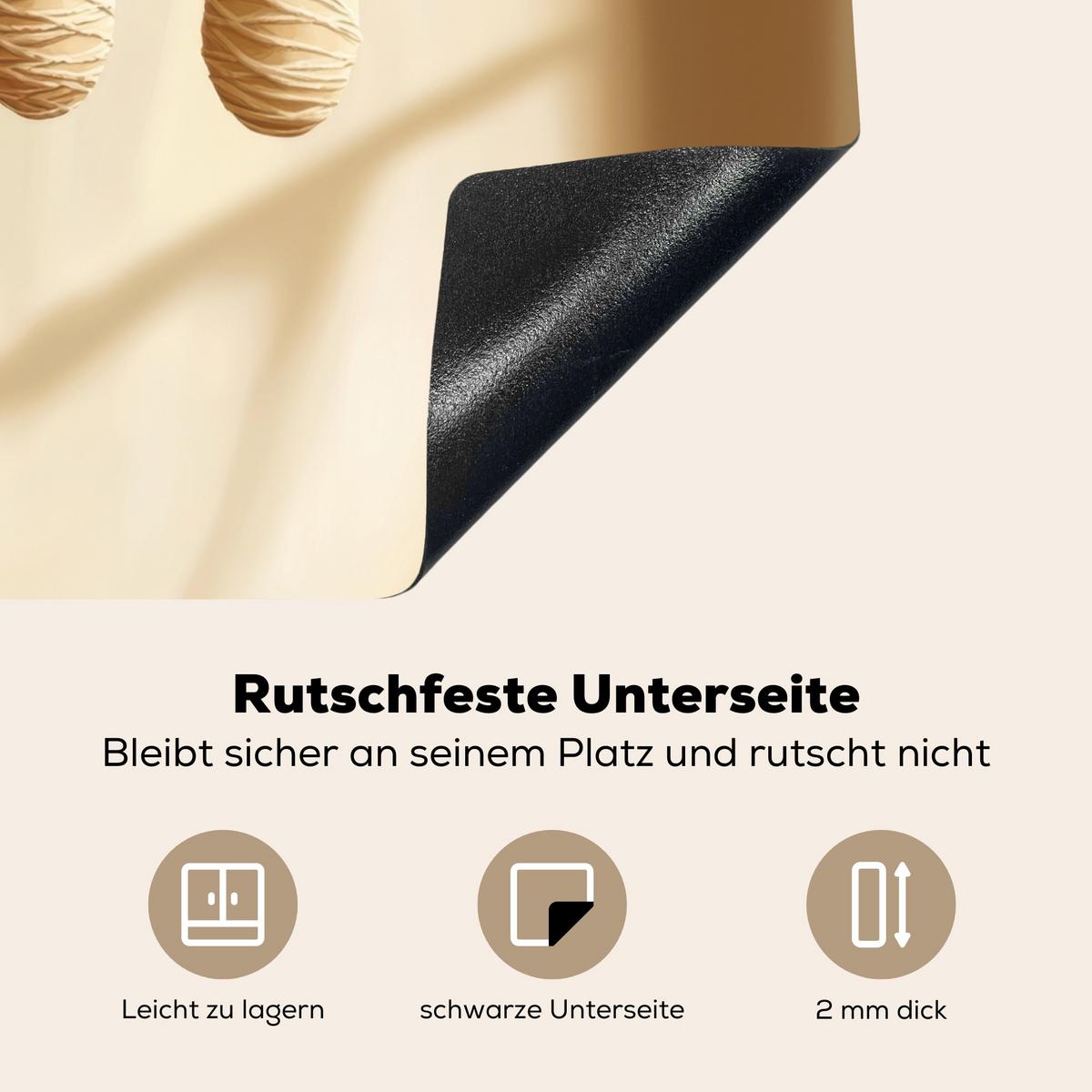 HERDABDECKPLATTE Beige - Osterkuchen - Eier Abdeckung Ceranfeld 58.3x51.3 cm - Beige, Kunststoff (58.3/51.3/0.2cm) - MuchoWow