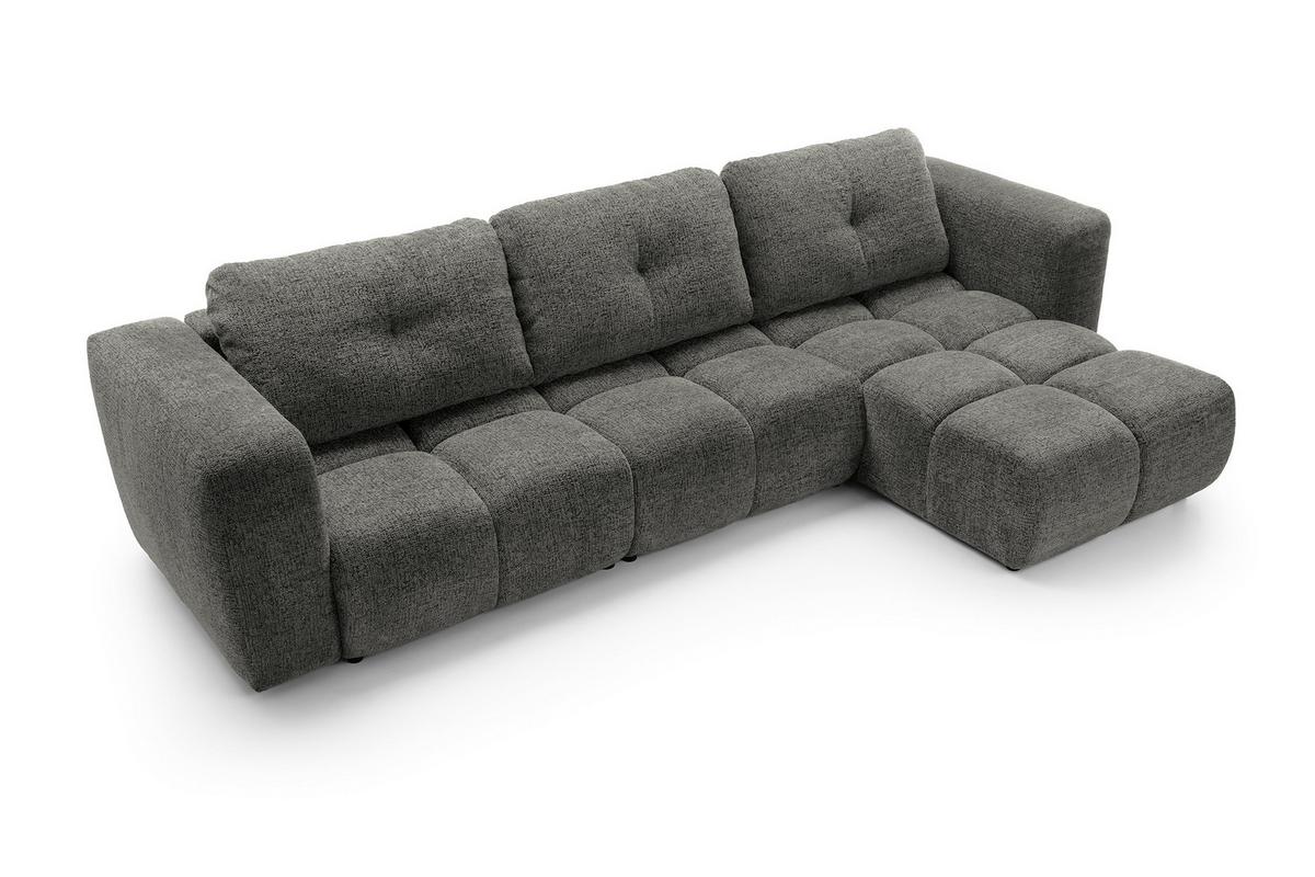 ECKSOFA ARTE 03 Grau Chenille mit Schlaffunktion - Grau, Holz (336/177cm) - MASSENO