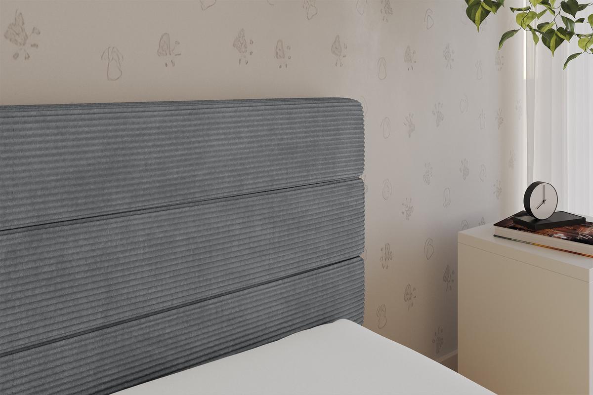 EINZELLBETT Jugendbett mit Bettkasten und Matratze H3/H4, Links - BEMY 100x200 Dunkelgrau - Graphitfarben, Holzwerkstoff/Textil (100/200cm) - ALTDECOR