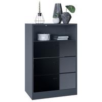 KOMMODE Pino Fronten in Schwarz Hochglanz - Schwarz Hochglanz, Holzwerkstoff (56/86.5/36cm) - Vladon