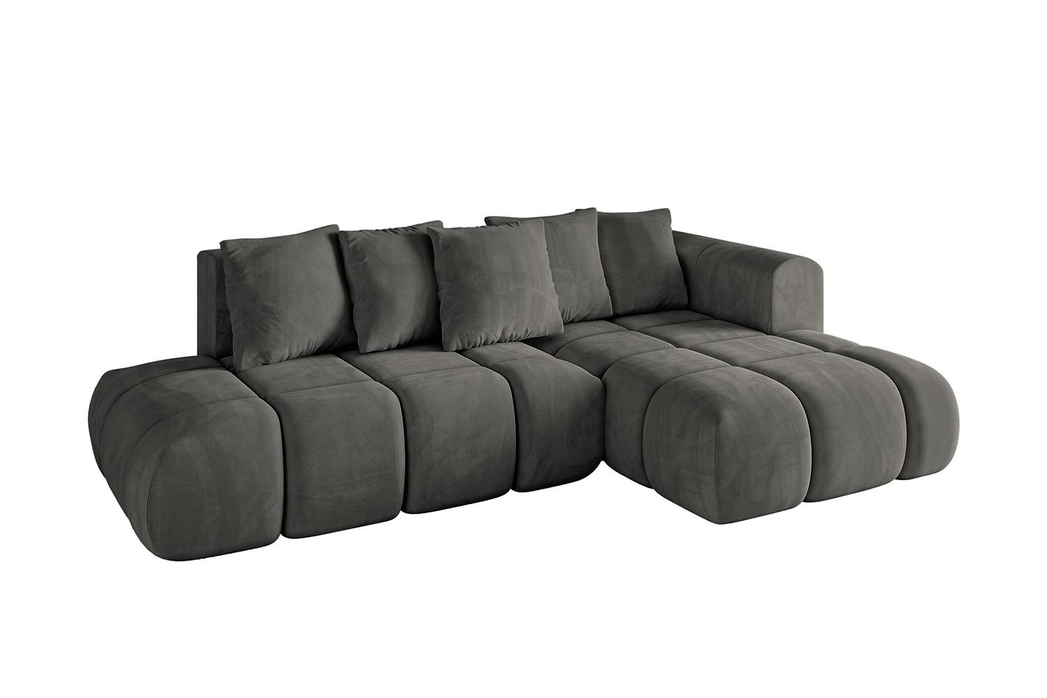ECKSOFA Ottomane Rechts CLOUD-L-v1 280x185x90 Dunkelgrau Velours - Dunkelgrau, Holzwerkstoff/Kunststoff (185/280cm) - ALTDECOR