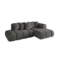 ECKSOFA Ottomane Rechts CLOUD-L-v1 280x185x90 Dunkelgrau Velours - Dunkelgrau, Holzwerkstoff/Kunststoff (185/280cm) - ALTDECOR