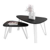 SATZTISCH NOA Stahlgestell, Freiform, Weiß / Schwarz Molet - Schwarz/Weiß, Holzwerkstoff/Metall (94/60/42cm) - Idohome
