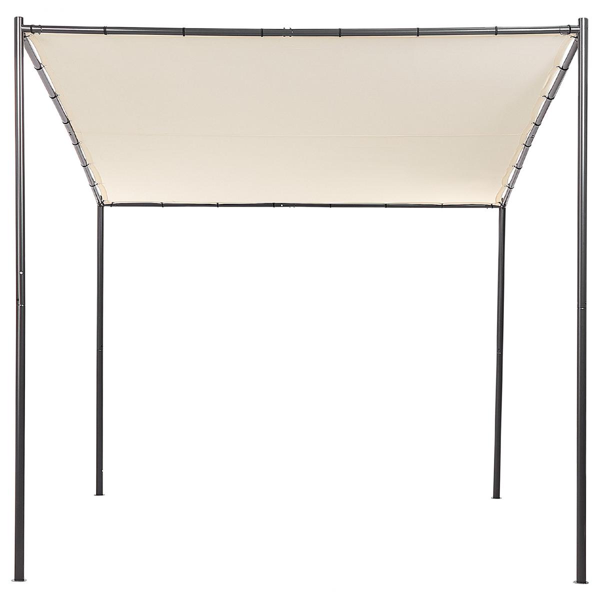 PERGOLA Stahl beige 282/294 cm Vimino - Beige/Schwarz, Kunststoff (282/282/294cm) - Beliani
