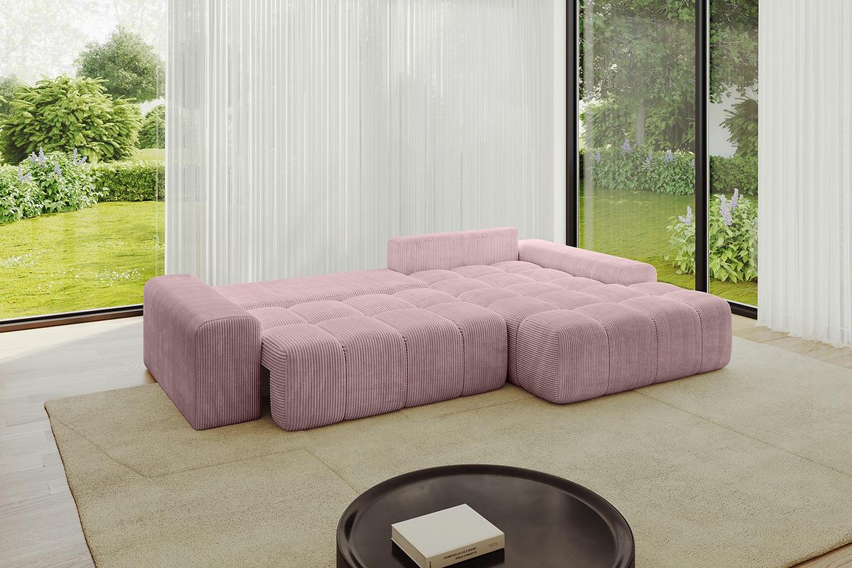 ECKSOFA Ottomane Rechts ENSI-L - 267x164x69 cm Rosa - Rosa, Holzwerkstoff/Kunststoff (164/267cm) - ALTDECOR