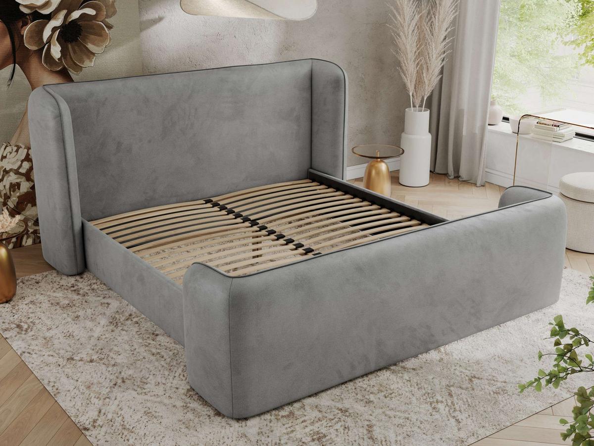 POLSTERBETT EMORA CLASSIC DUO 180/200 - Hellgrau Velvet - Multipocket-Matratze - Hellgrau, Textil (180/200cm) - MKS