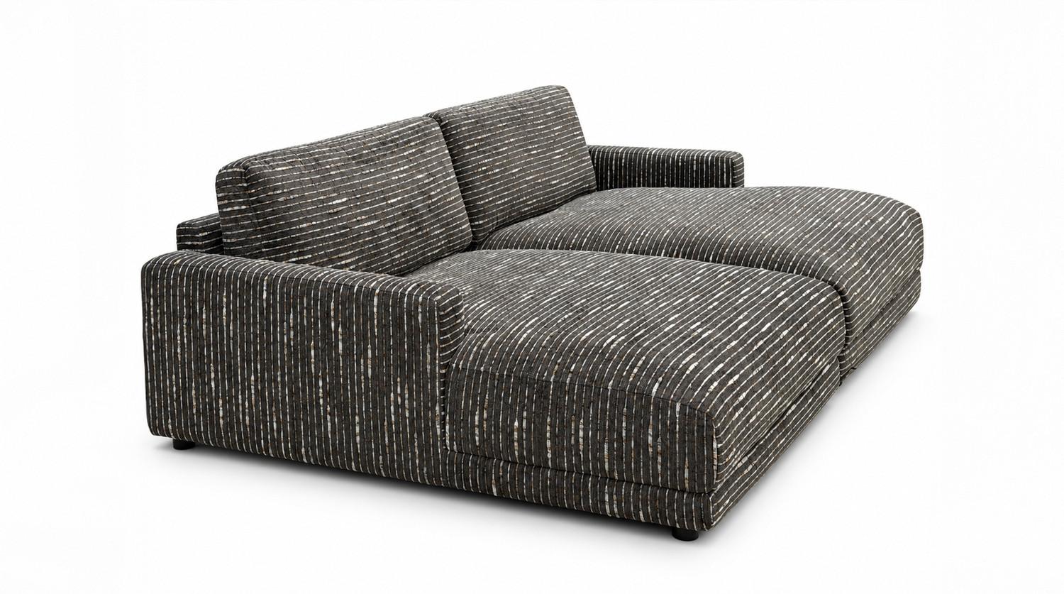 BIG SOFA MARLIN Braun Flachgewebe - Schwarz/Braun, Kunststoff/Textil (262/80/168cm) - KAWOLA