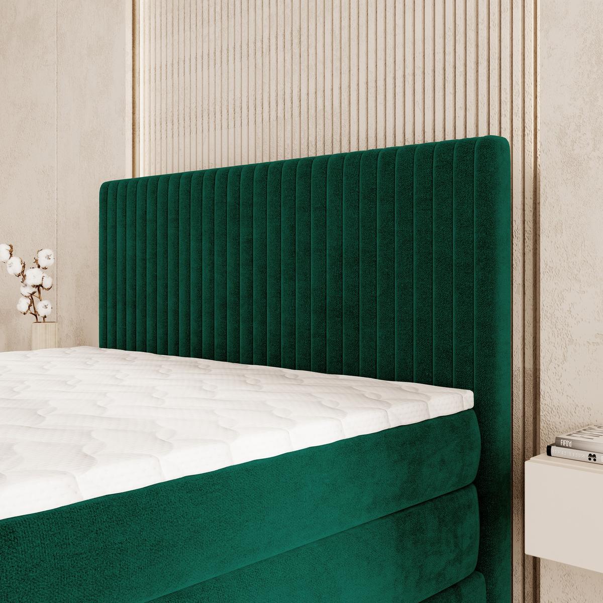 BOXSPRINGBETT FELBIO 160x200 cm mit Matratze und Topper - Grün - Grün, Holz (160/200cm) - MASSENO