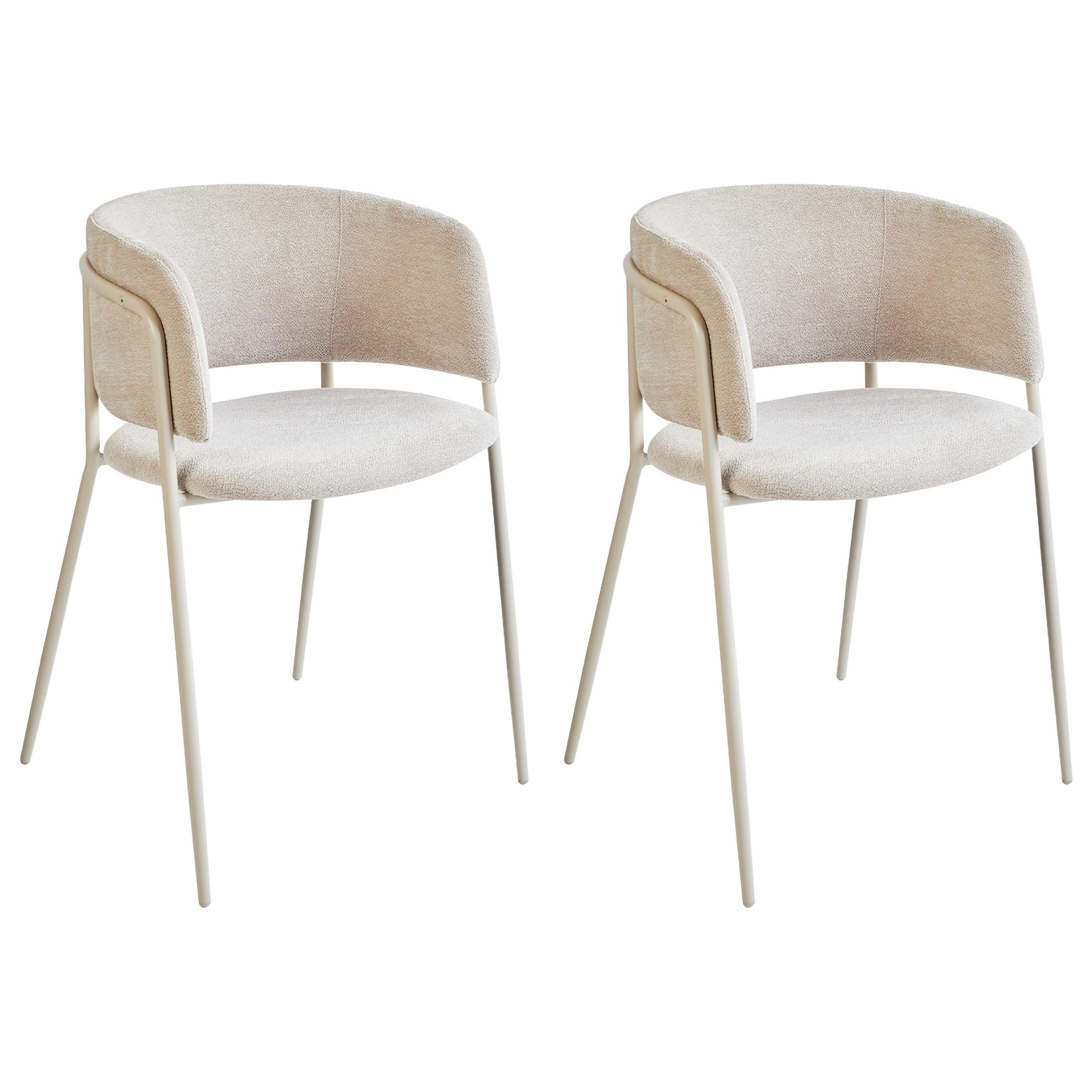 ESSZIMMERSTUHL 2er-Set Hellbeige Springer - Beige, Textil (53/75/51cm) - Beliani