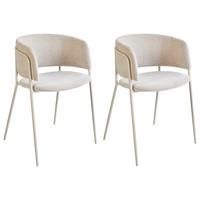 ESSZIMMERSTUHL 2er-Set Hellbeige Springer - Beige, Textil (53/75/51cm) - Beliani