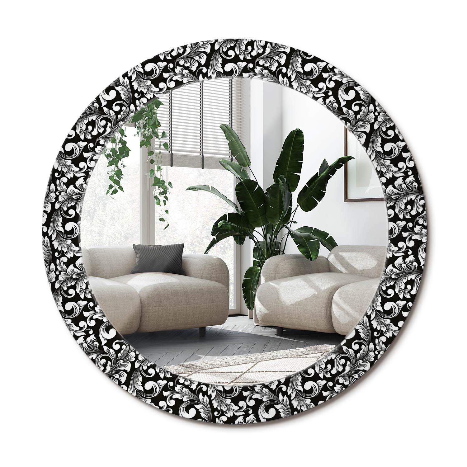 SPIEGEL Rund Ø 70 cm mit Aufdruck - Schwarz/Weiß, Glas (70/70/0.4cm) - Wallfluent