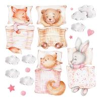 WANDAUFKLEBER 80x108cm - Schlafende Tiere - Multicolor, Kunststoff (80/108/0.1cm) - Wallfluent
