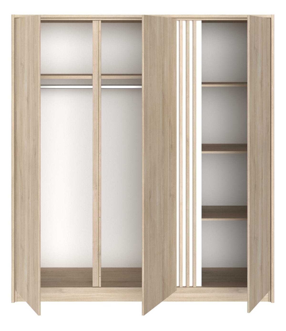 JUGENDZIMMER 3-teilig, Eiche japanisch, Komplettset mit Bett 160 x 200, Kleiderschrank, Kommode - Eichefarben, Holzwerkstoff (185/203/217cm) - Parisot Meuble