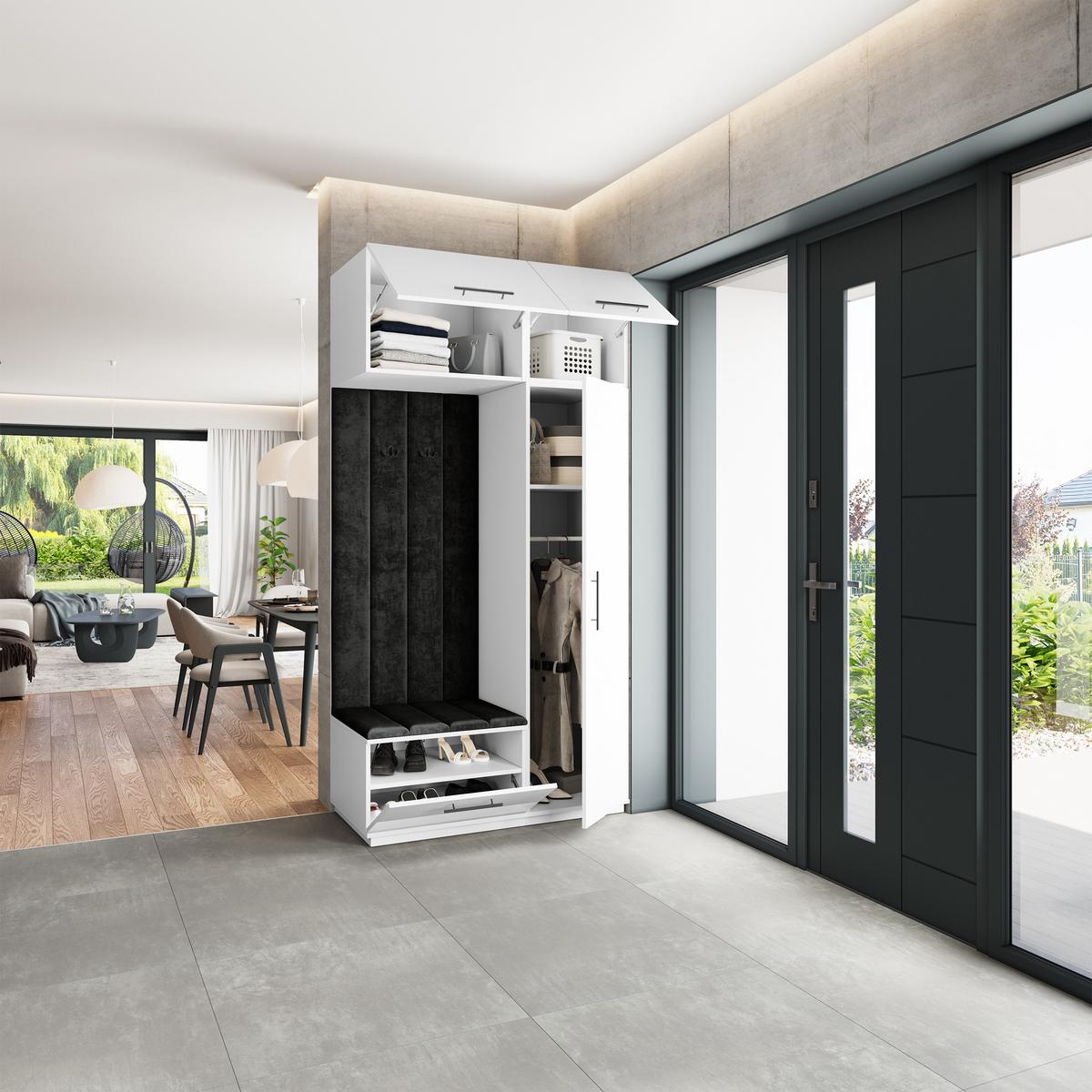GARDEROBENSCHRANK REMA 120/240/60 cm Modern Weiß - Schwarz/Weiß, Holzwerkstoff (120/240/60cm) - MASSENO