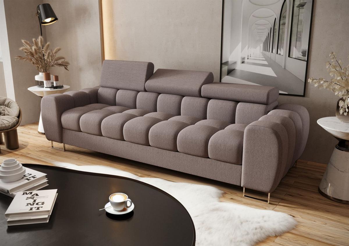 SOFA 3-sitzer Bastien In Stoff Gemma - Grau, Holzwerkstoff/Textil (265/95/97cm) - Fun Möbel
