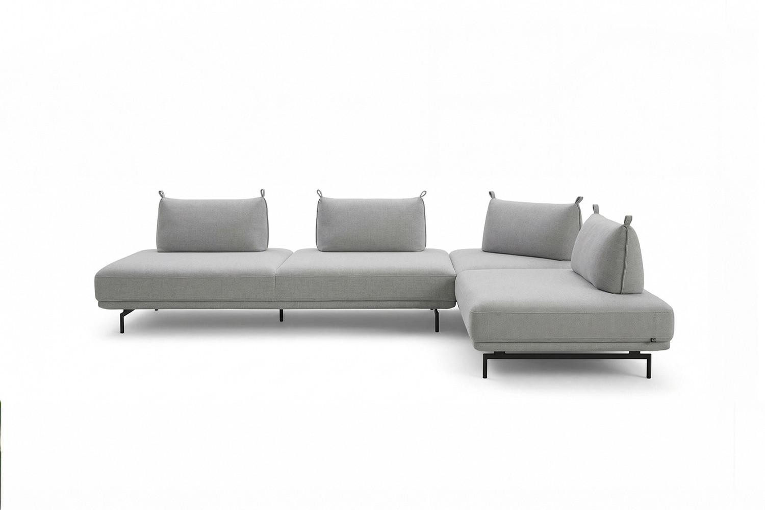 ECKSOFA CANE Grau Webstoff - Schwarz/Grau, Textil/Metall (310/210cm) - KAWOLA