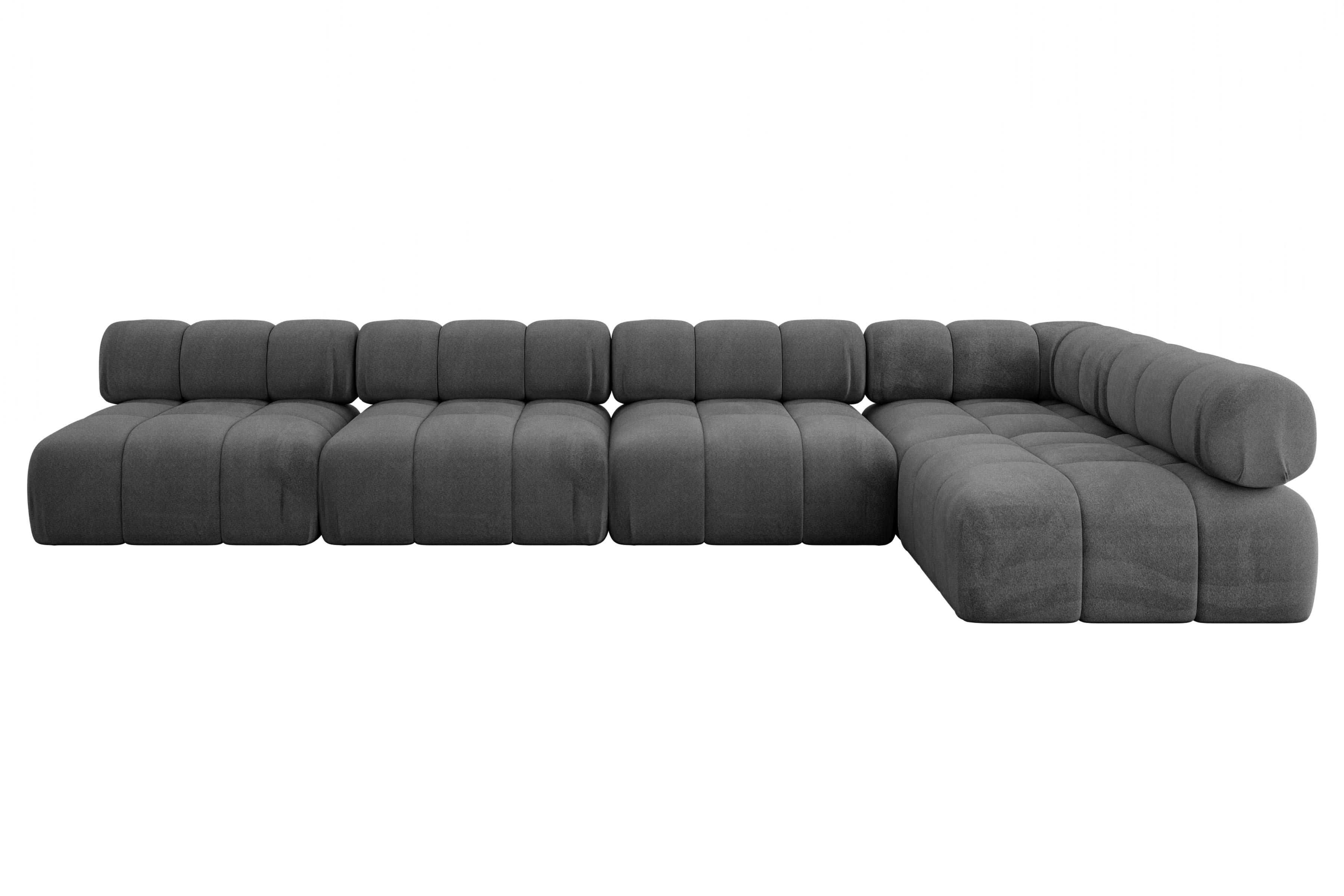 ECKSOFA modulares Sofa Samaro-L3 - 380x190x70 cm Dunkelgrau Velours - Dunkelgrau, Holzwerkstoff/Textil (380/190cm) - ALTDECOR