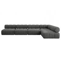ECKSOFA modulares Sofa Samaro-L3 - 380x190x70 cm Dunkelgrau Velours - Dunkelgrau, Holzwerkstoff/Textil (380/190cm) - ALTDECOR