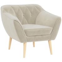 SESSEL Pirs 1 Sitzer Velvet Beige - Beige/Braun, Holz/Textil (80/75/74cm) - MKS