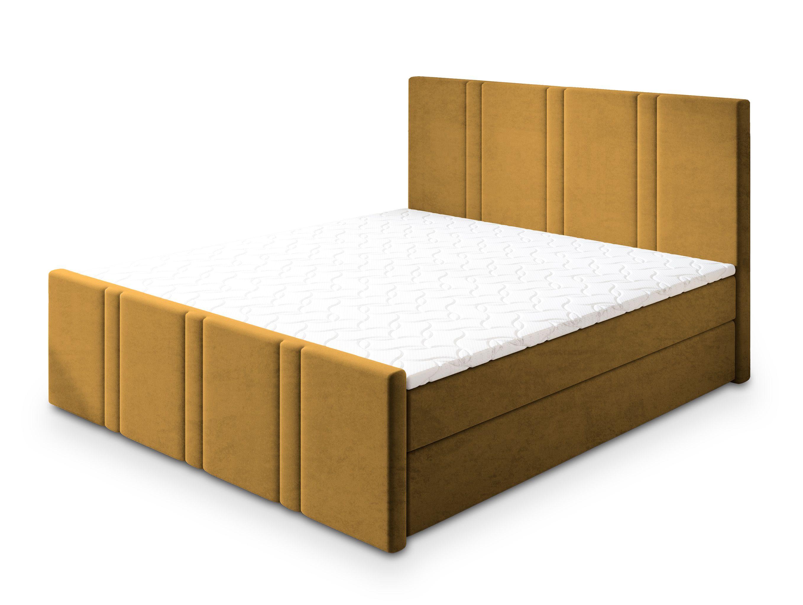 BOXBETT COMOZA 140x200 cm mit Matratze und Topper - Gelb - Gelb, Holz (140/200cm) - MASSENO